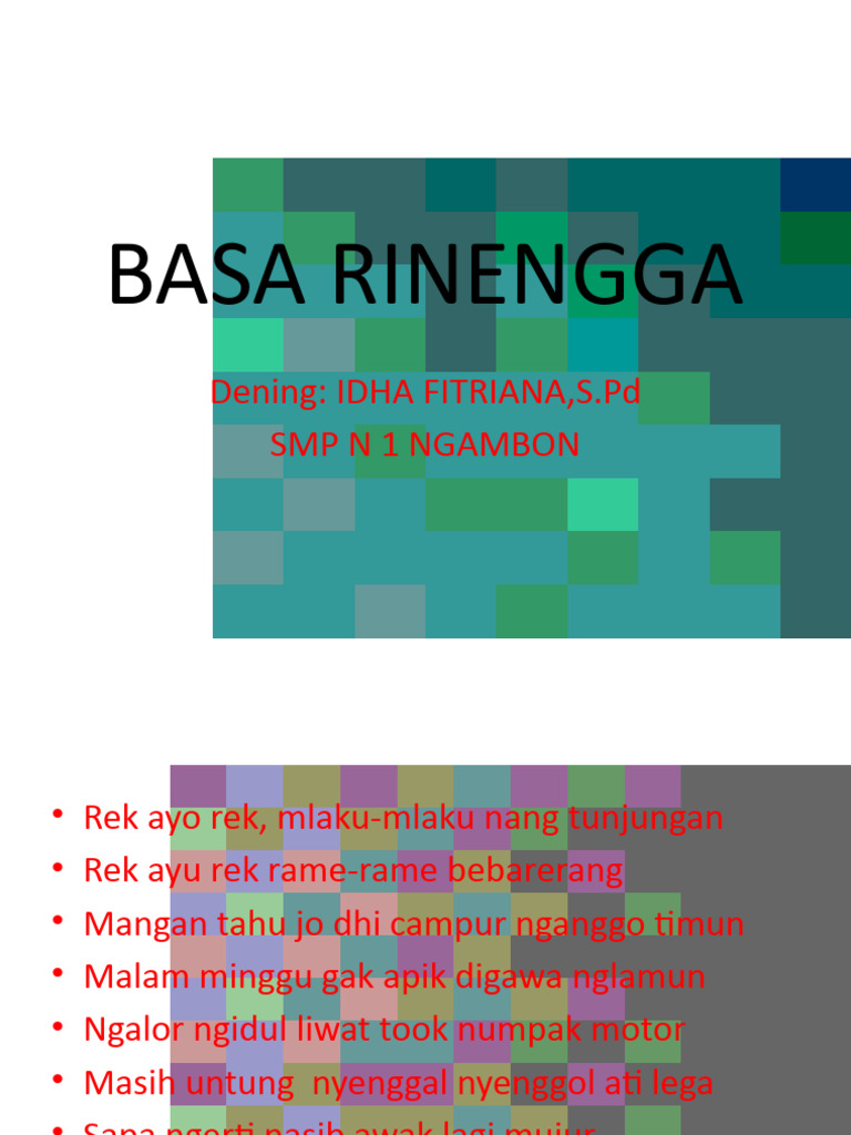 Pengantar Basa Rinengga Kelas 8-10 | PDF