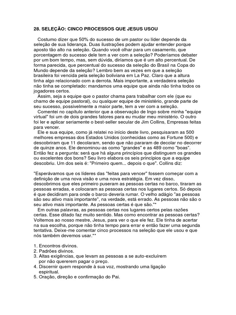 LÇ 28 SELEÇÃO CINCO PROCESSOS QUE JESUS USOU | PDF | Jesus | São Pedro
