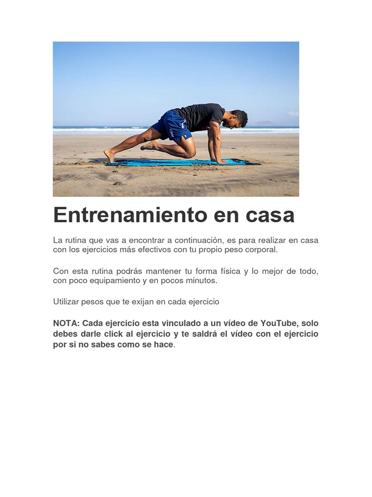 Rutina de Ejercicios en Casa | PDF | Entrenamiento con pesas ...