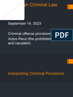 Actus Reus and Causation - Class 2 - Sept 14