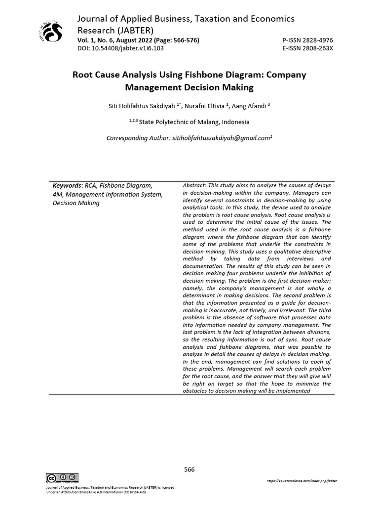 Root Cause Analysis in Decision Making | PDF | Decision Making ...