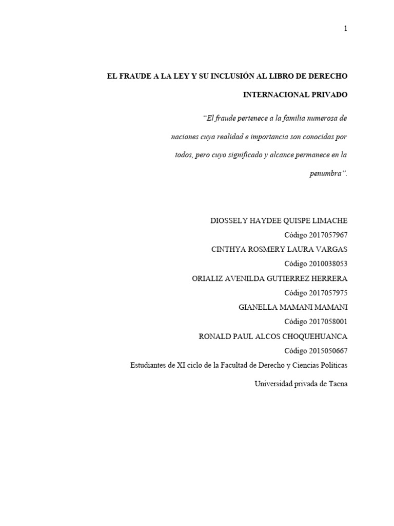 Fraude a la Ley en Derecho Internacional | PDF | Estatuto | Ley ...