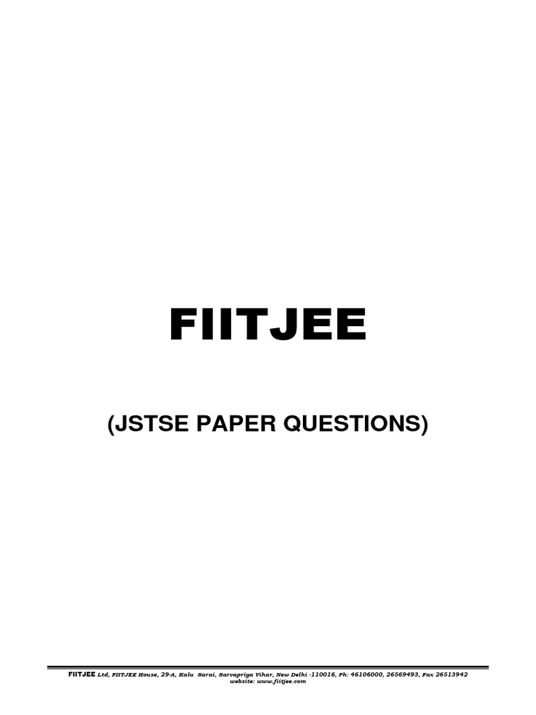 JSTSE Practice Papers I | PDF | Momentum | Force