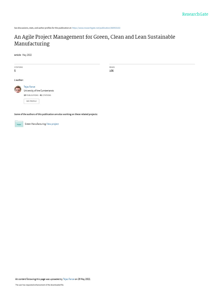 Agile Management in Green Manufacturing | PDF | Lean Manufacturing ...