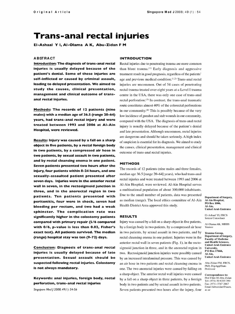 Trans - Anal Rectal Injuries | PDF | Injury | Rectum