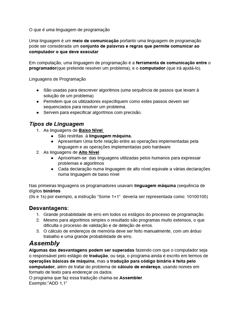 Tipos de Linguagens de Programação | PDF | Linguagem de programação ...