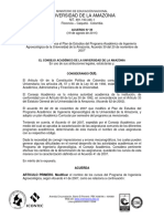 Acuerdo 39 - Por El Cual Se Modifica El Plan de Estudios Del Programa Academico de Ingenieria Agroecologica de La Universidad de La Amazonia