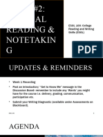 Week 2 Critical Reading and Notetaking - ESOL 100 - As