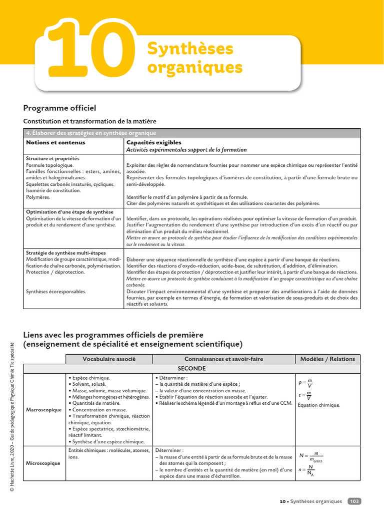 Optimisation du rendement en synthèse | PDF | Chimie | Concentration ...