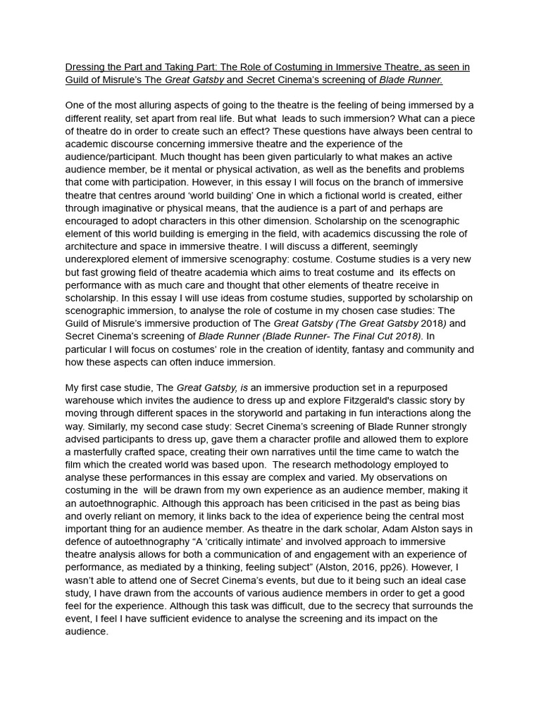 Dressing The Part and Taking Part PDF Costume Experience