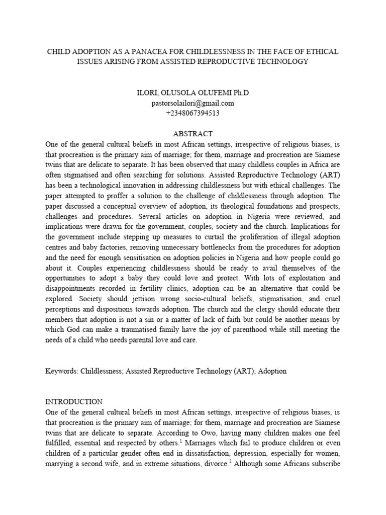 Adoption as a Solution to Childlessness | PDF | Adoption | Family