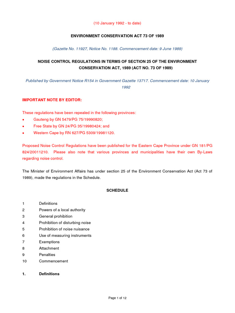 Noisecontrolregulations PDF Noise Decibel