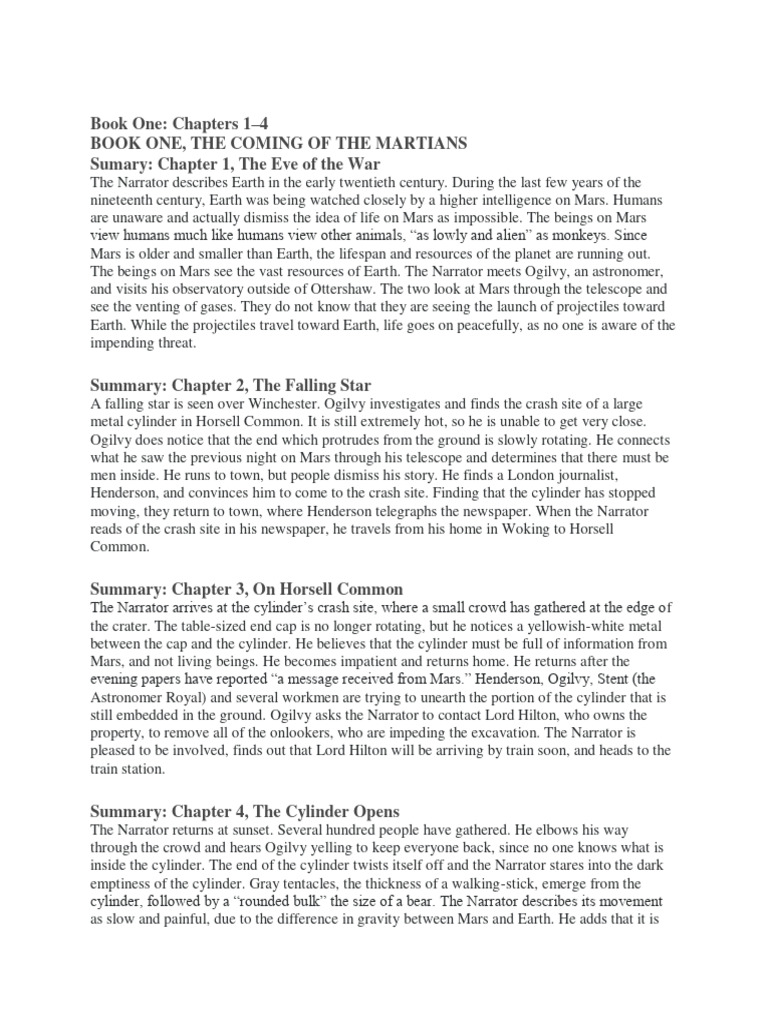 War of the Worlds: Chapters 1-4 Summary | PDF | Faith | Mars