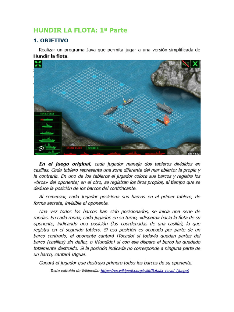 Programación de Hundir la Flota en Java | PDF | Informática ...