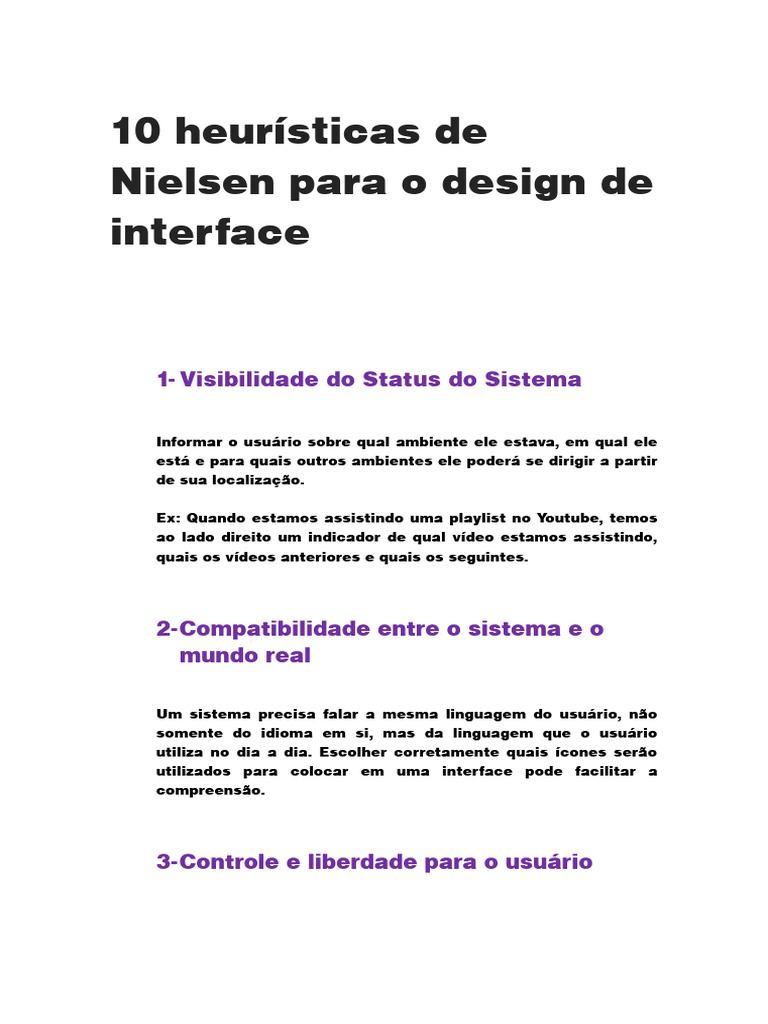 10 Heurísticas de Nielsen para Interfaces | PDF | Informação | YouTube
