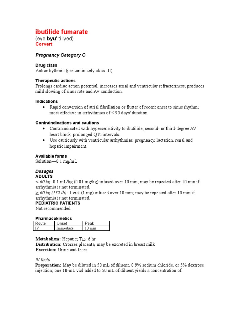 Ibutilide Fumarate | PDF | Drugs | Cardiovascular Physiology