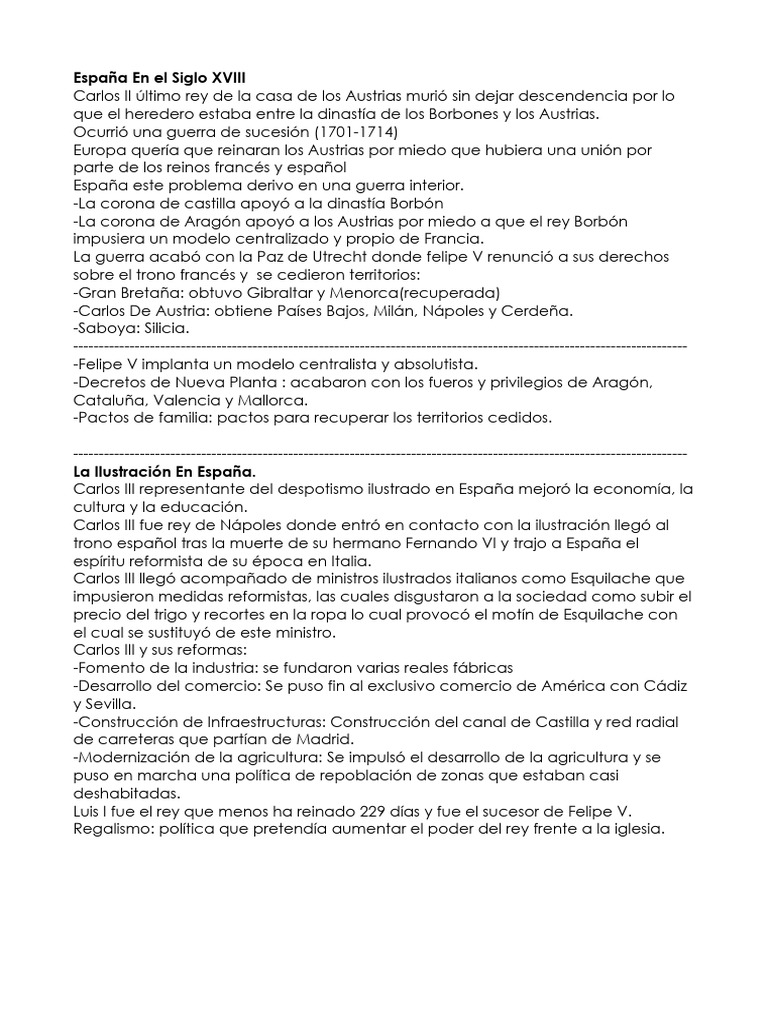 España en El Siglo XVIII | PDF | España | Europa
