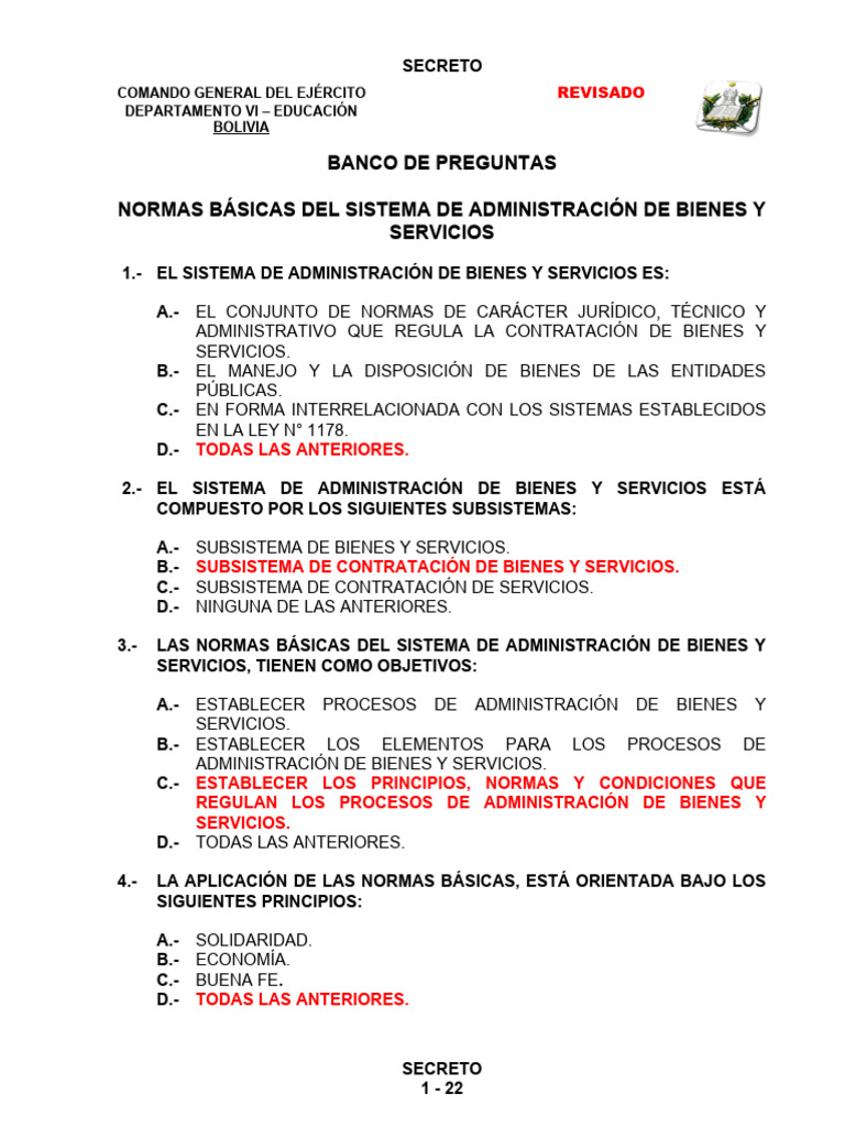 Banco de Preguntas NB Sabs Revisado 21 Nov | PDF