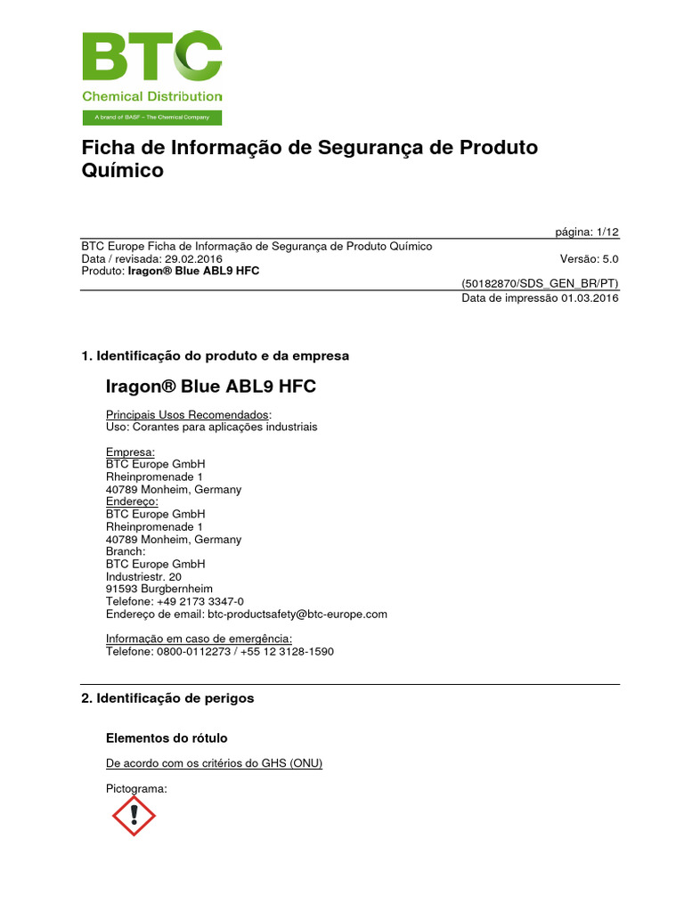 Iragon Blue ABL9 HFC | PDF | Solubilidade | Química
