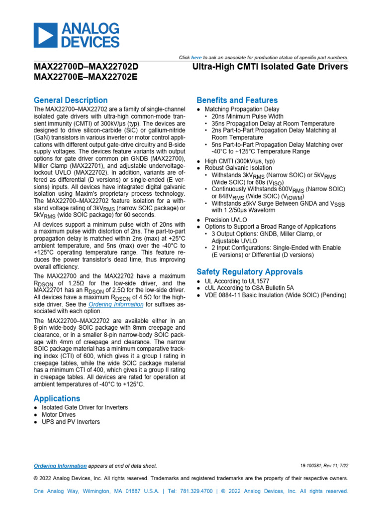 Ultra-High CMTI Isolated Gate Drivers | PDF | Logic Gate | Power Inverter