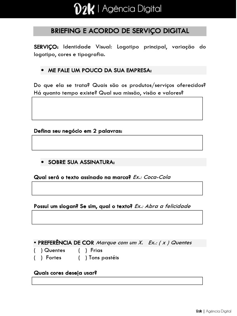 Briefing para Identidade Visual D2K | PDF | Marca