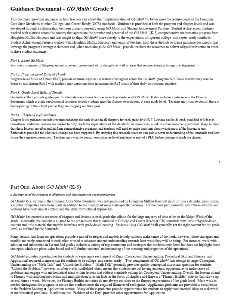 GO Math! Grade 5 Implementation Guide | PDF | Multiplication | Division ...