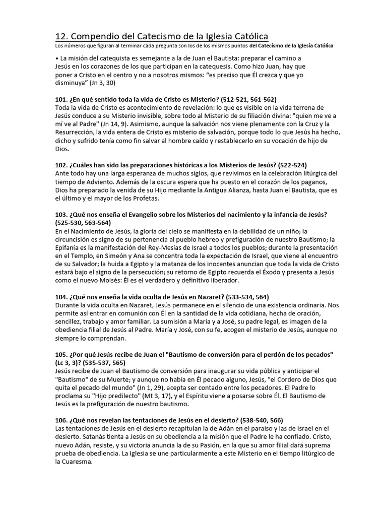 Compendio Del Catecismo de La Iglesia Católica | PDF | Jesús | Creencia ...