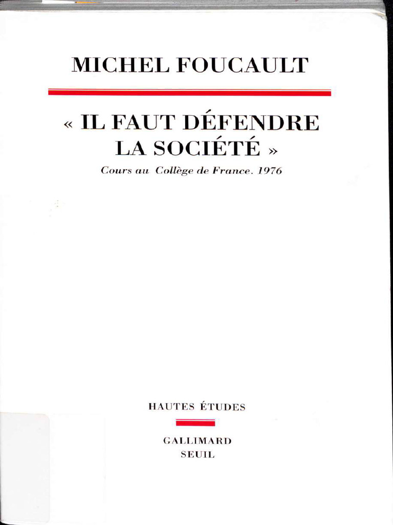 Il Faut Défendre La Société | PDF
