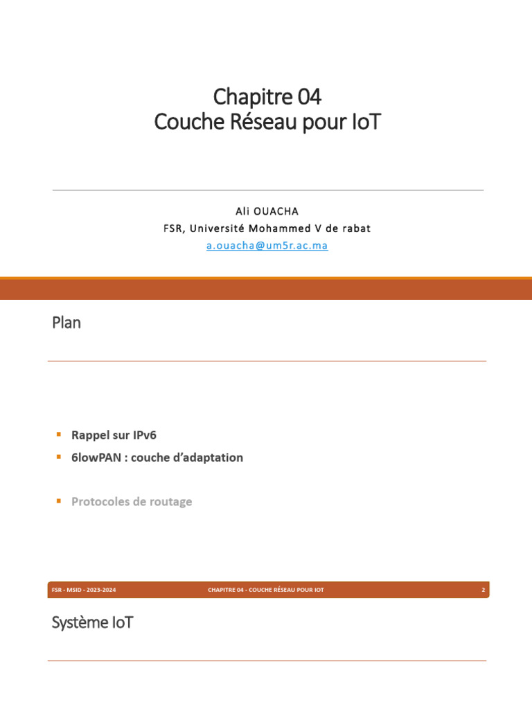 Couche Réseau IoT : IPv6 et 6LoWPAN | PDF | I Pv6 | Protocoles Internet