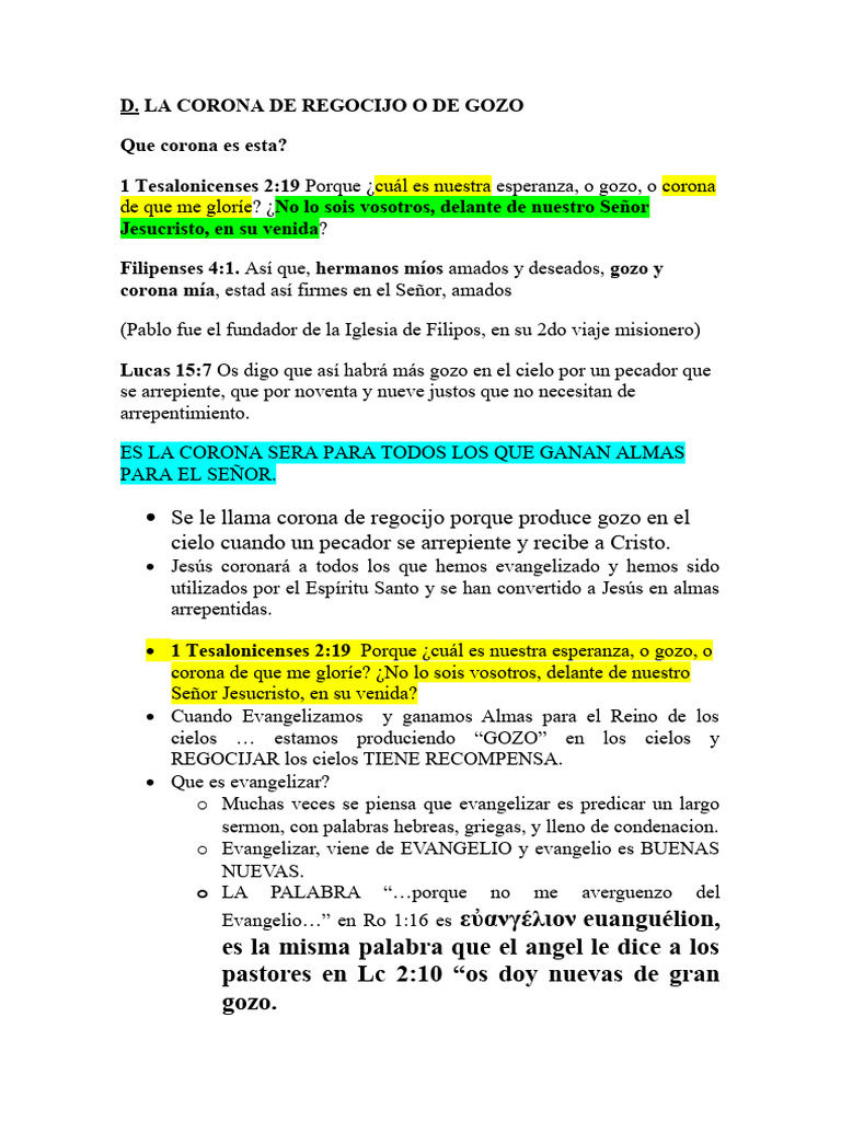 La Corona de Regocijo en la Biblia | PDF | Jesús | Evangelización