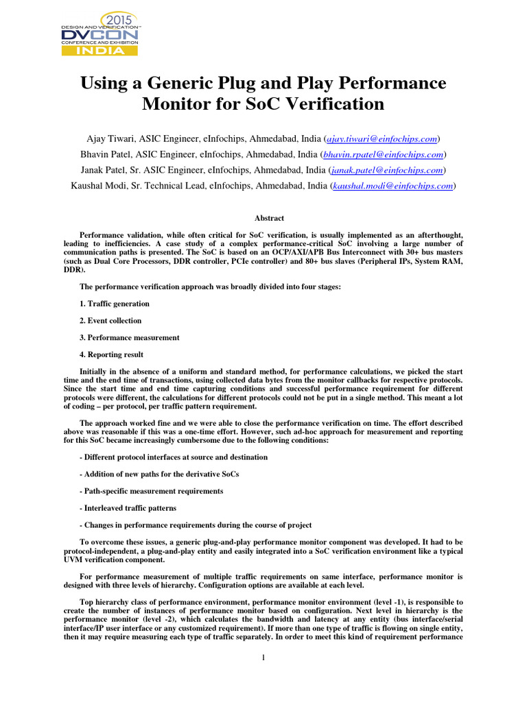 Generic Performance Monitor for SoC Verification | PDF | System On A ...