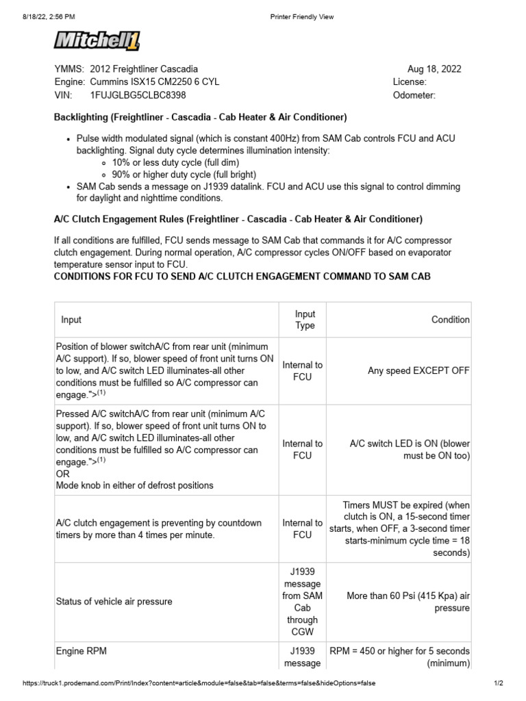 AC Clutch Engagement Conditions PDF Air Conditioning Clutch