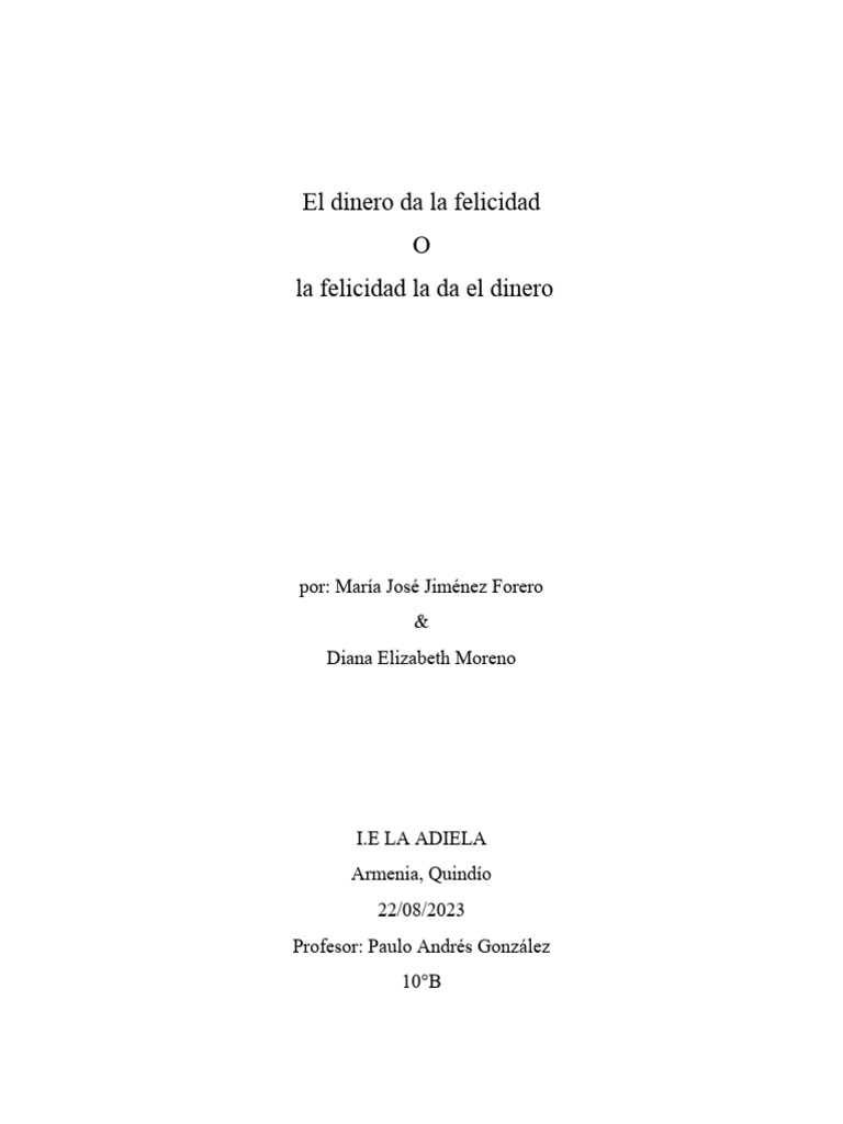 El dinero y la búsqueda de la felicidad | PDF | Felicidad | Bienestar