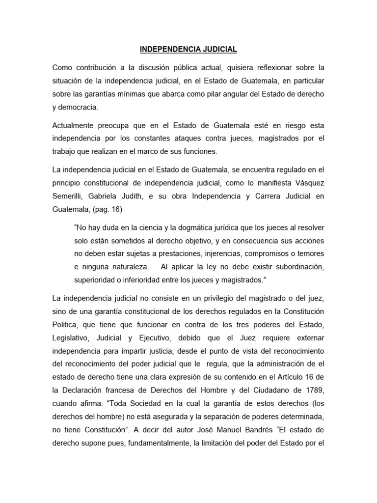Independencia Judicial en Guatemala | PDF | Judicaturas | Juez