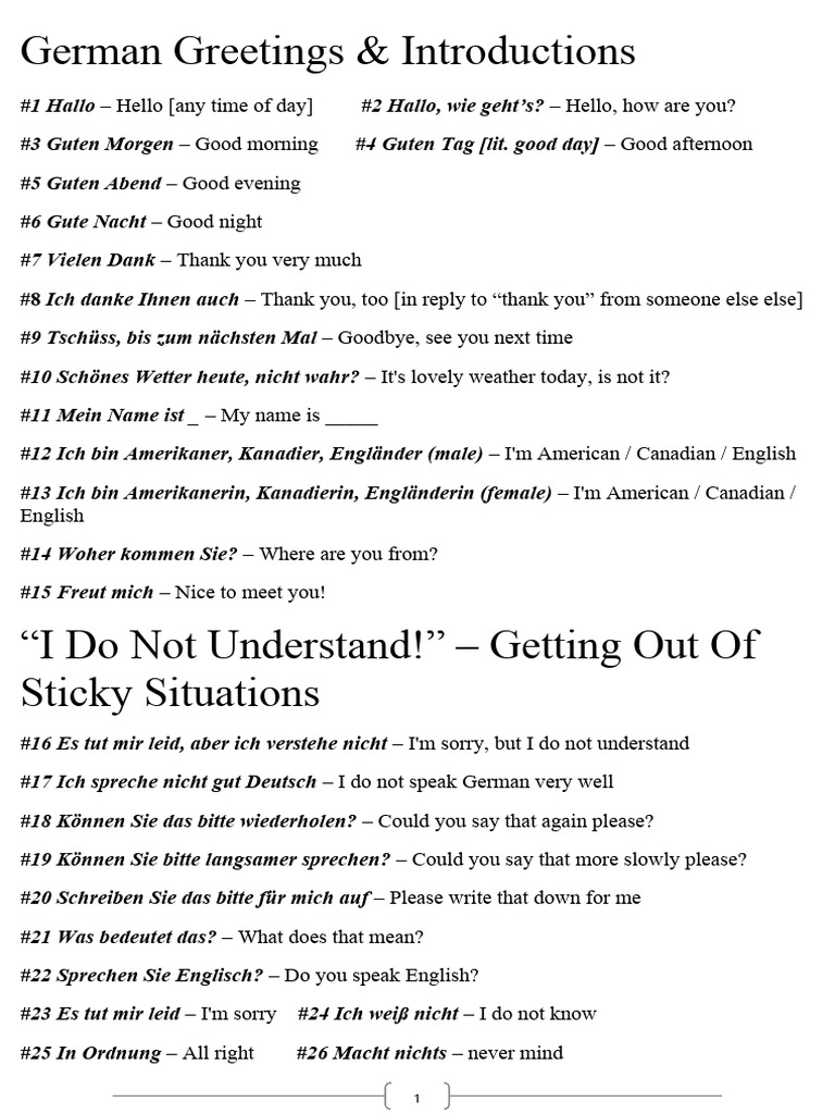 German Greetings | PDF