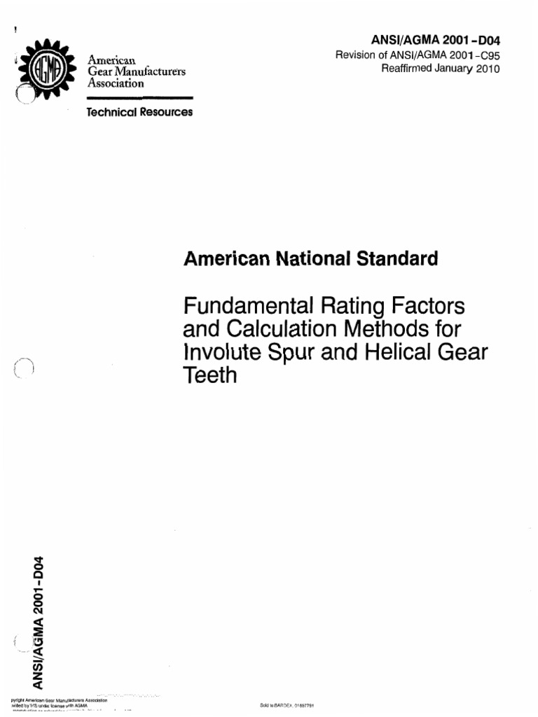 Ansi Agma 2001 D04 (01 22) Download Free PDF Gear Mechanical