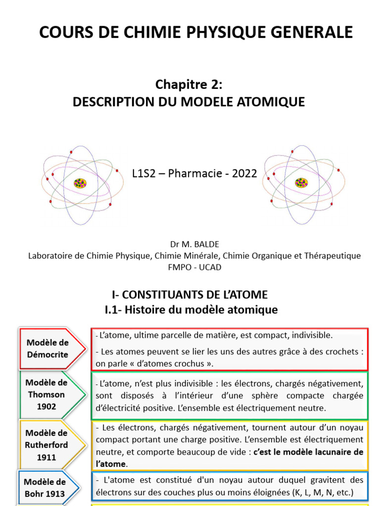Modèles atomiques et structure de l'atome | PDF | Configuration ...