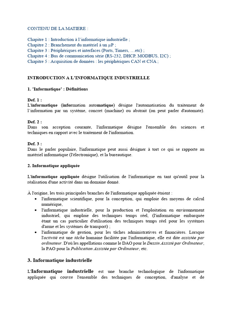 Introduction à l'informatique industrielle | PDF | Serveur ...