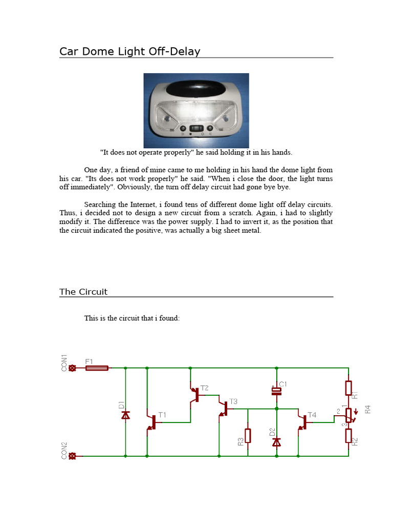 Car Dome Light Off PDF Electronic Circuits Bipolar Junction