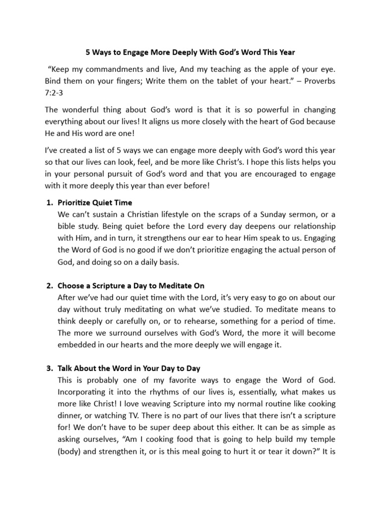 5 Ways To Engage More Deeply With God | PDF | Self-Improvement