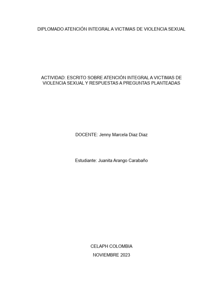 Escrito Atención Integral A Victimas de Violencia Sexual | PDF | La ...