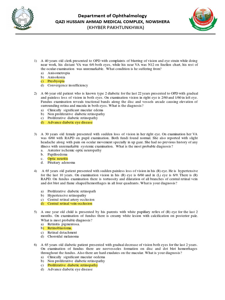 Eye mcqs PDF Medical Specialties