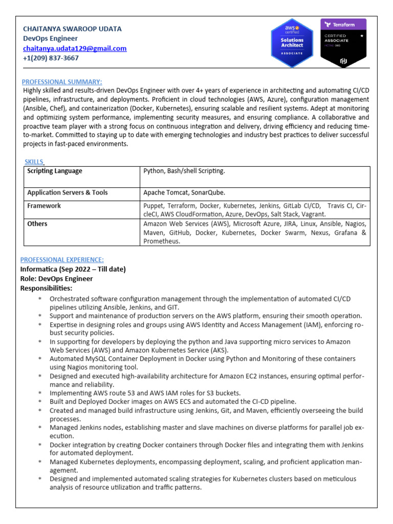 DevOps Engineer with 4+ Years Experience | PDF | Art | Computers