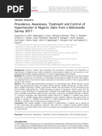 Prevalence and Awareness of Hypertension in Nigeria