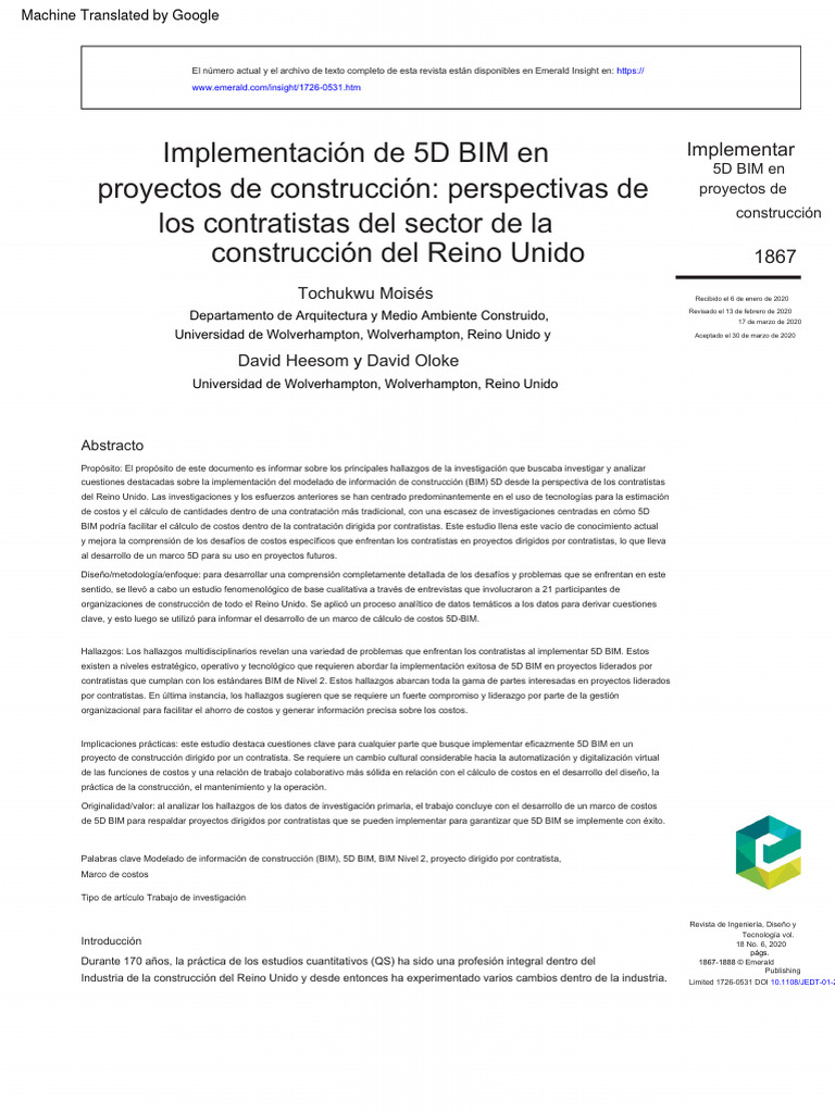 Implementación de 5D BIM en Construcción | PDF | Modelado de ...