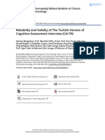 Reliability and Validity of The Turkish Version of Cognitive Assessment Interview CAI TR