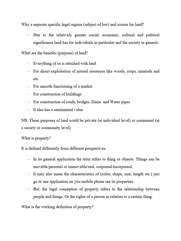 Land Class 1 Pdf Property Real Property