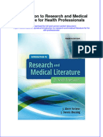 Introduction To Research and Medical Literature For Health Professionals