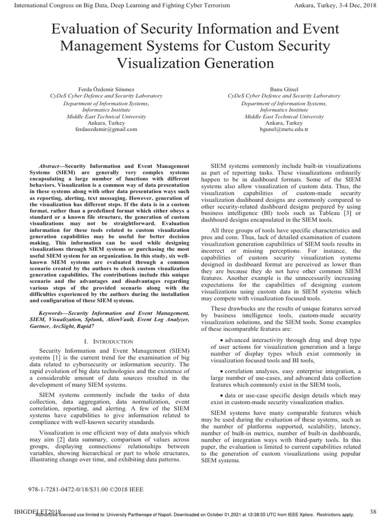 SIEM Systems: Custom Visualization Analysis | PDF