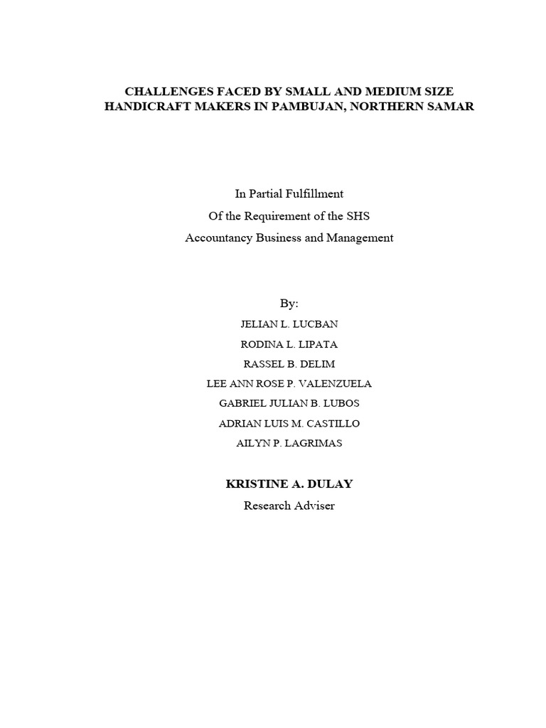 Challenges Faced By Small And Medium Size Handicraft Makers Research